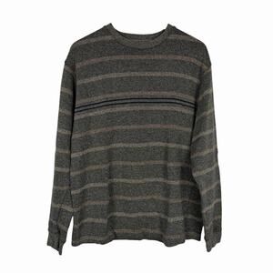 Naturalife Mens Striped 100% Cotton Gray Sweater Size Medium Sweatshirt Casual